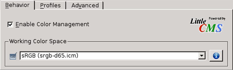 Preselected Working Color Space