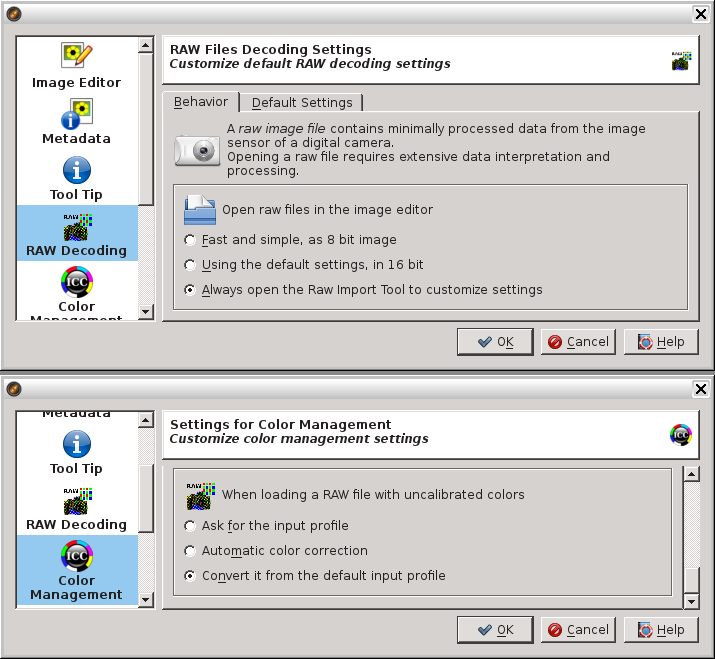 digiKam settings for decoding raw files that provide the most amount of user control.