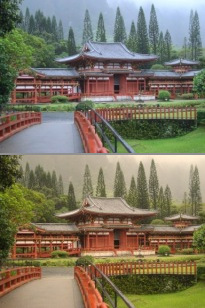 Temple on a misty day.
